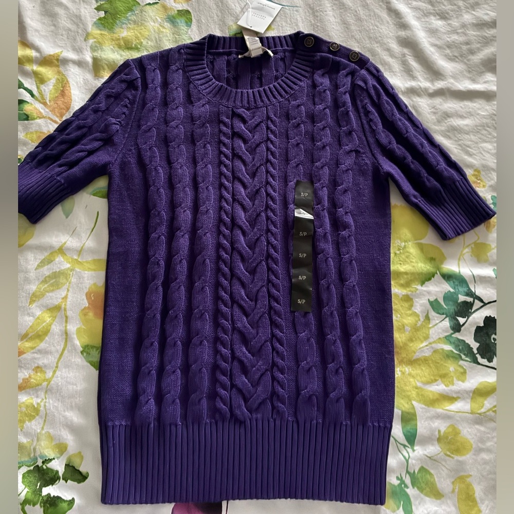 Banana Republic Rich Purple Cable Knit Sweater